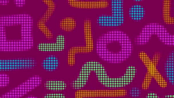 Símbolos Abstractos Moda Brillante Fondo Púrpura Animación Rosa Imágenes Alta — Vídeos de Stock