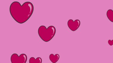 Siyah arka planda uçuşan kalp baloncukları, romantik karikatür, pop sanatında komik bir arka plan. Yüksek kalite 4k görüntü