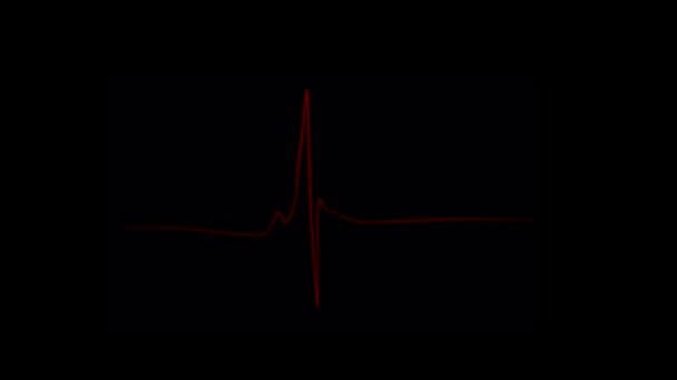 Анимационная Графика Бьющегося Красного Сердечного Ритма Черном Фоне Высококачественные Кадры — стоковое видео