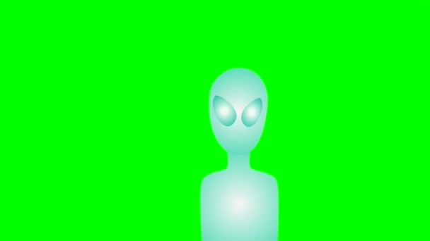Инопланетянин Космоса Другой Планеты Анимация Зеленом Хромакейском Фоне Вставки Высококачественные — стоковое видео