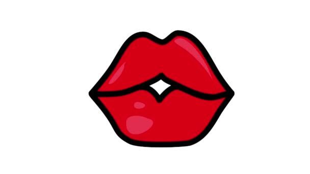 吻红唇的动画环绕在白色背景上插入 高质量的4K镜头 — 图库视频影像