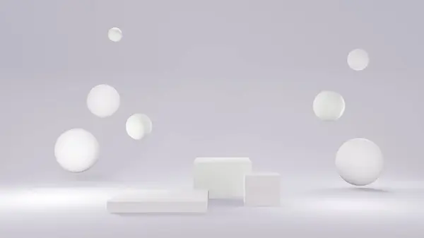 Maqueta Blanca Con Podio Para Cosméticos Cremas Lociones Escenario Redondo Imagen De Stock