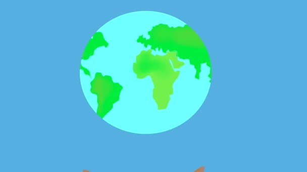 Desain Datar Berputar Bumi Terisolasi Pada Warna Putih Animasi Planet — Stok Video
