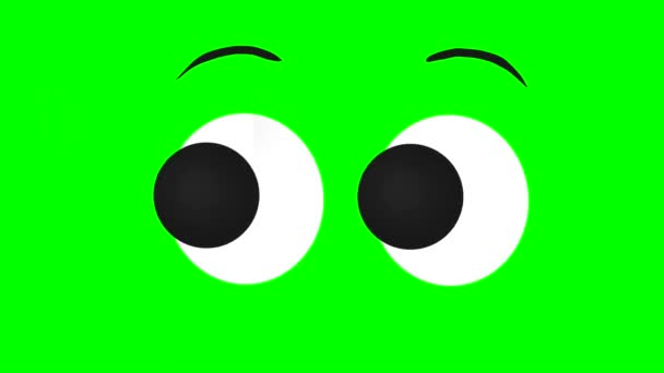 Kreslené Jednoduché Oči Pocitem Překvapení Zeleném Chromakey Pozadí Pro Vložení — Stock video