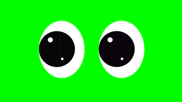 Cartoon Simple Reading Eyes Green Screen Eyes Looking Left Right — Stock Video