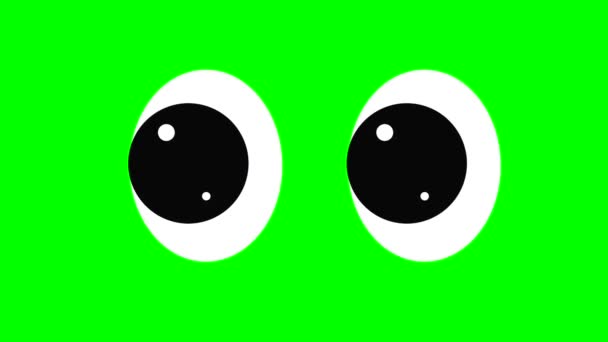 Cartoon Jednoduché Čtení Očí Zelené Obrazovce Nebo Oči Dívající Vlevo — Stock video