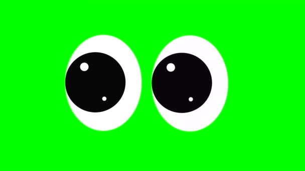 Desenhos Animados Olhos Leitura Simples Uma Tela Verde Olhos Olhando — Vídeo de Stock