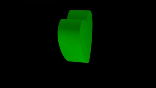 Rotating Heart Green Chromakey Color Insertion Black Background High Quality — Stock Video