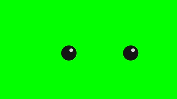 Cartoon Eenvoudige Knipperende Ogen Groen Scherm Insert Chroma Toets Groen — Stockvideo