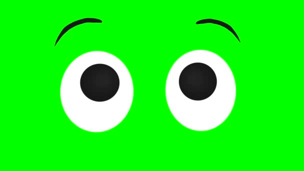 Jednoduché Karikaturní Oko Zdviženým Obočím Mžikavé Obočí Zelené Obrazovce Barevná — Stock video