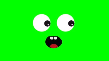 Çizgi film gözleri ve konuşan ağız ya da yan yeşil ekran yerleştirme için komik yüz, krom anahtar yeşil ekran hareketli grafikler 3D video animasyonu. Yüksek çözünürlüklü. Yüksek kalite 4k görüntü