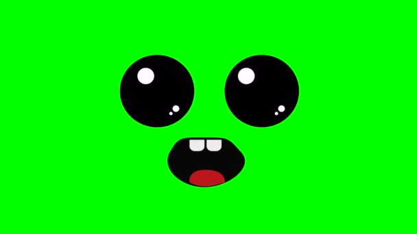 漫画の目と話して口や横の緑の画面の挿入のための面白い顔 クロマキー緑の画面の動きのグラフィックストックビデオ3Dアニメーション 超高解像度 高品質4K映像 — ストック動画