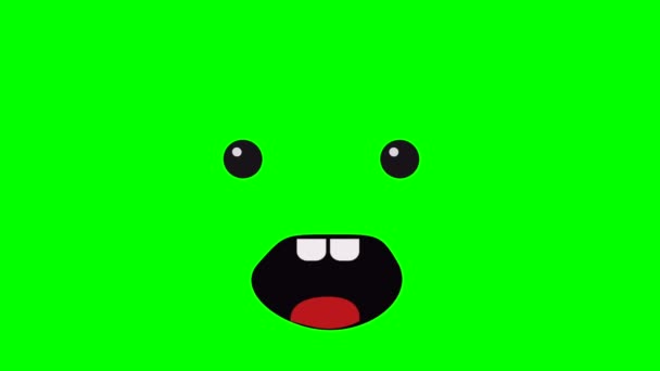 Cartoon Eyes Talking Mouth Funny Face Side Green Screen Insert — Stock video