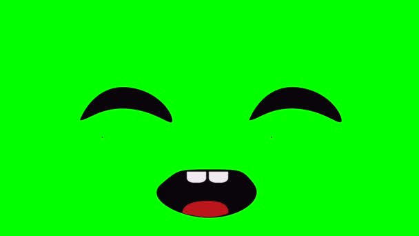 Мультфильм Глаза Говорящий Рот Смешное Лицо Боковой Зеленый Экран Вставки — стоковое видео