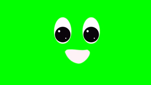 漫画の目と話して口や横の緑の画面の挿入のための面白い顔 クロマキー緑の画面の動きのグラフィックストックビデオ3Dアニメーション 超高解像度 高品質4K映像 — ストック動画