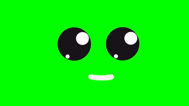 Cartoon Eyes Talking Mouth Funny Face Side Green Screen Insert — Stock Video