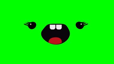 Çizgi film gözleri ve konuşan ağız ya da yeşil ekran eklentisi için komik yüz, krom anahtar yeşil ekran hareketli grafikler 3D video animasyonu. Yüksek çözünürlüklü. Yüksek kalite 4k görüntü
