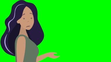 Dudak senkronizasyonu, hikaye anlatmak için yüz animasyonu. Kadın karakter şöyle der: düz bir şekilde döngüye sokulmuş animasyon çerçeveleri. Ağız ve dudakların yüz ifadeleri, yeşil bir kromatonda eklem.