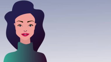 Dudak senkronizasyonu, hikaye anlatmak için yüz animasyonu. Kadın karakter şöyle der: Kız ya da kadın düz stil olarak çizilmiş animasyon çerçeveleri. Ağız ve dudakların yüz ifadeleri, beyaz bir eklem.