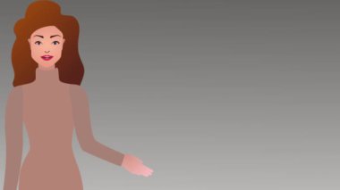 Dudak senkronizasyonu, hikaye anlatmak için yüz animasyonu. Kadın karakter şöyle der: Kız ya da kadın düz stil olarak çizilmiş animasyon çerçeveleri. Ağız ve dudakların yüz ifadeleri, beyaz bir eklem.