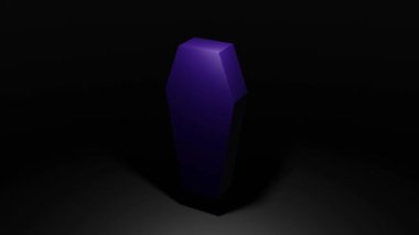 Bir karikatür dönüşümlü tabutun animasyonu ya da 3 boyutlu canlandırması, simge yerleştirmek için siyah arka planda Cadılar Bayramı. Yüksek kalite 4k görüntü