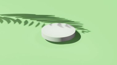 Kozmetik, krem ve losyonlar için podyum. Beyaz yuvarlak sahne, kaide veya podyum ve su ve cam kabarcıklar veya küreler. Arkaplan reklamı. Kozmetik ürünleri için arka plan ya da maket