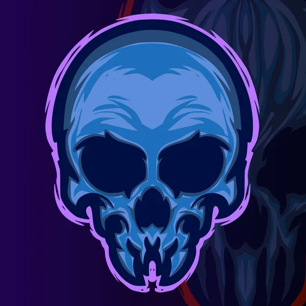 Skull Head Mascot Logo Illustration Art — Stock Vector