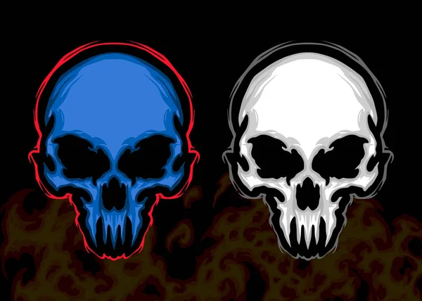 Skull Head Mascot Logo Illustration Art — Stock Vector