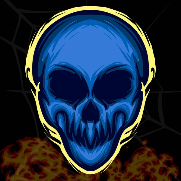 Totenkopf Illustration Maskottchen Logo Dunkelheit Design — Stockvektor