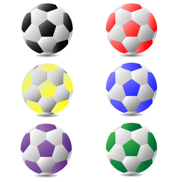 Цвет Иконки Футбола Объект Изолирован Многие Цвета Футбольного Мяча — стоковый вектор