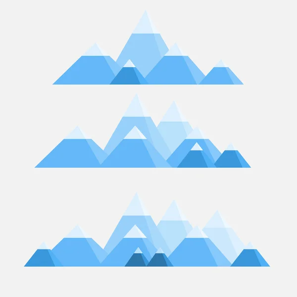 Snow Ice Mountain Hill Ustawić Wektor Izolowany Blue Valley Zestaw — Wektor stockowy