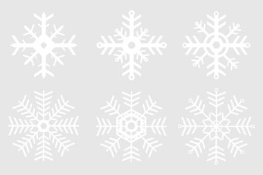 Beyaz kar simgeleri vektörü izole etti