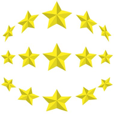 Sarı yıldız grubu ikon vektörü izole edildi