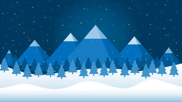 Winterschnee Frohe Weihnachten Auf Dem Berg Sonnenlicht Illustration — Stockvektor