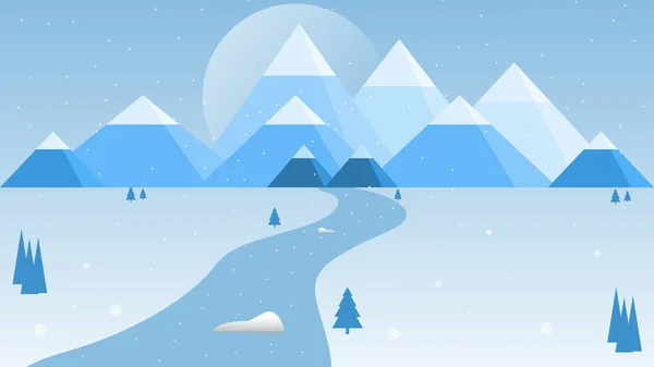 Zimowy Śnieg Wesołych Świąt Sezon Niebieskim Górskim Wzgórzu Śniegu Jezioro — Wektor stockowy