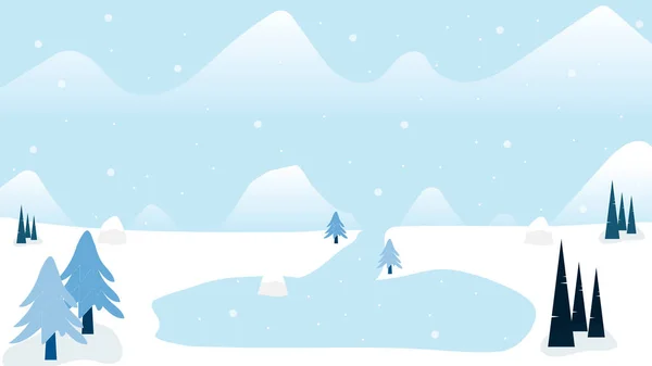 See Berg Gefroren Schnee Winter Natur Illustration Vektor Frohe Weihnachten — Stockvektor
