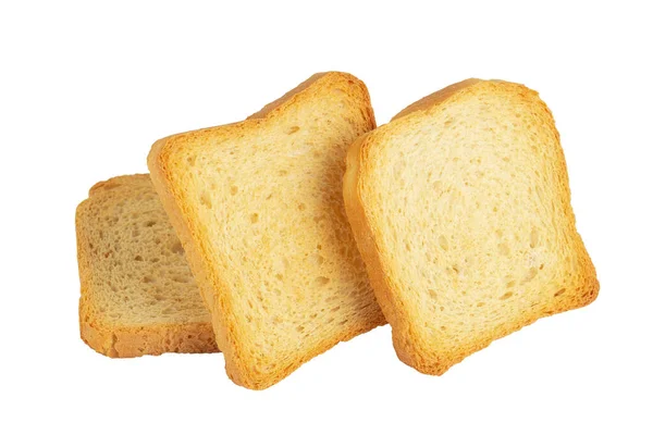 Sneetje Brood Witte Achtergrond Geïsoleerd — Stockfoto