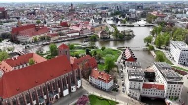 Katedral Adası 'ndan Wroclaw Panoraması (Ostrw Tumski)