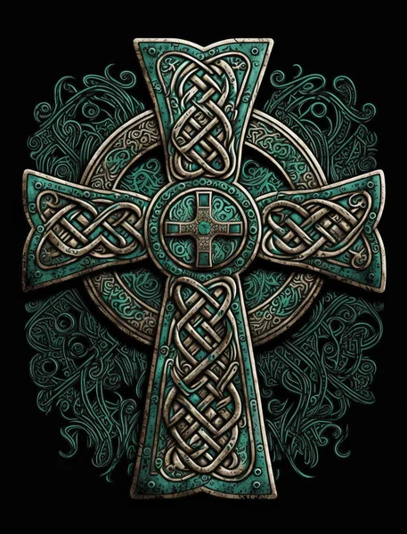 Celtic cross green ornament