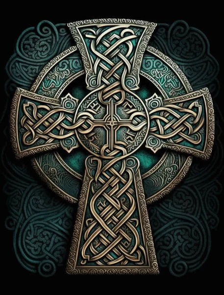 Celtic cross, with intricate knotwork and patterns