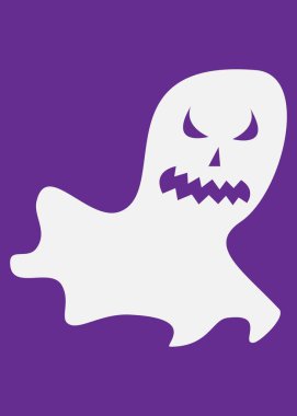 Düz uçan hayalet. Cadılar Bayramı 'nda değişken geçmişi olan Vektör Resimleri. Korkunç gri nesne