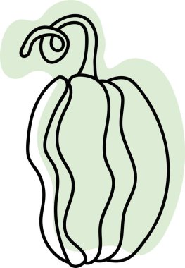 Özeti olan sonbahar vektörü Balkabağı. Sonbahar tasarımı için izole edilmiş element, çıkartmalar, beyaz arka planda kartlar. Yeşil renkli balkabağı.