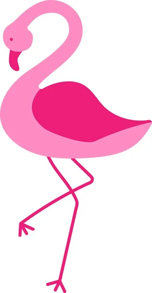 Netter Vektor Flacher Flamingo Kindliches Bild Mit Rosa Vogel Isolierter — Stockvektor