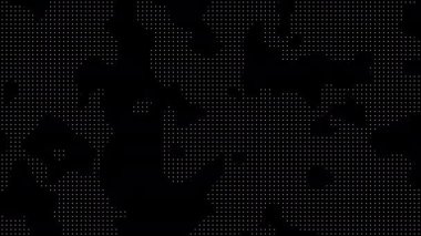 Beyaz noktalı siyah arkaplan ve geometrik şekilli soyut nokta yarım ton tasarımı sanatsal arka plan veya modern grafik tasarım projeleri için uygundur