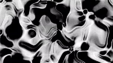 Yarım tonda dönen siyah-beyaz şekiller bozulma yaratıyor.