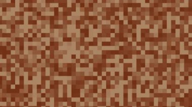 Kare Bloklarla Pikselleştirilmiş Kahverengi ve Bej Soyut Desen Arkaplanı