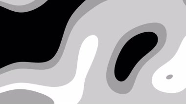 Modern tasarım projeleri posterleri ve sunumları için siyah beyaz ve gri renkli yuvarlak şekilli soyut sıvı geometrik arkaplan