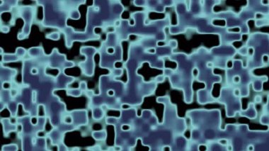 Mavi ve siyah tonlarda, neon ışık efektli ve organik şekilli soyut parlayan desen