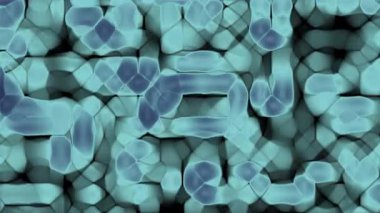 Yumuşak mavi geometrik şekillere ve organik dokulara sahip modern soyut arka plan akışkan ve dinamik bir görsel etki yaratır.