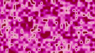 Noktalı desenler ve mozaik esinlenmiş elementler içeren soyut pembe arkaplan